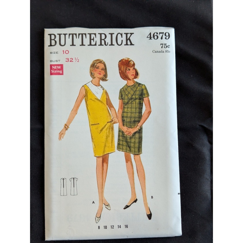 VTG 1968 Butterick 4679 Uncut Dress Size 10 Bust 32.5 Mod Retro Sewing Pattern